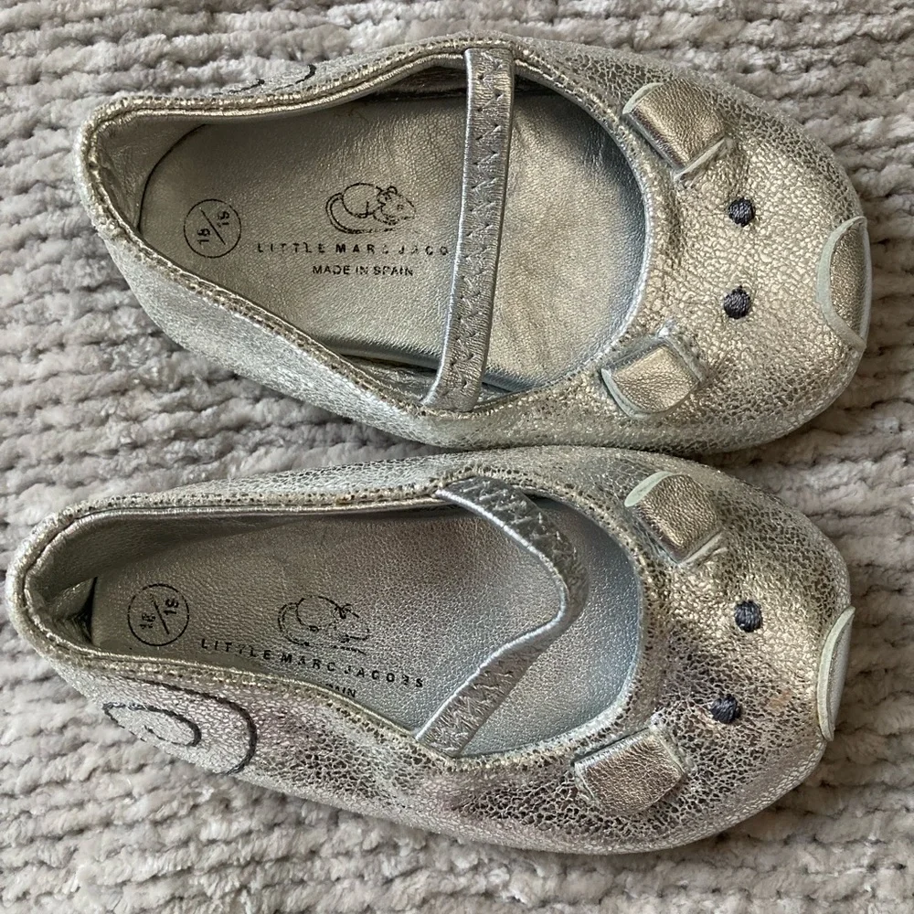 Little‎ Marc Jacobs Mouse Ballet Flats Silver Baby Shoes Size 18/19